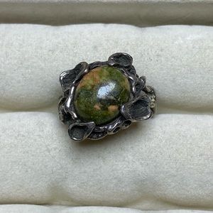 Unique unakite and Silver ring